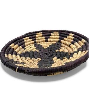 Vintage Artisan Hopi coiled basket woven bowl Wall hanging catch all 26"